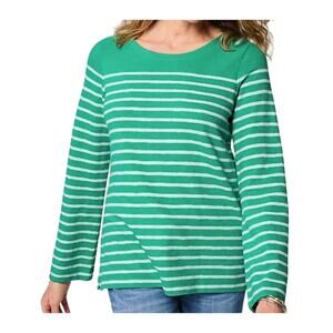 J. Jill Womens Textured Cotton Long Subtle Bell Sleeve Tee Size 2X